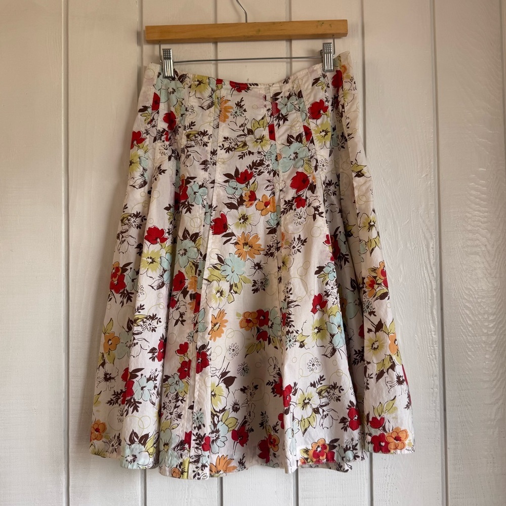 Vintage CAbi Floral Pleated Midi Skirt